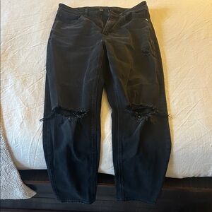 American Eagle Mom Jeans Black Distressed Jeans